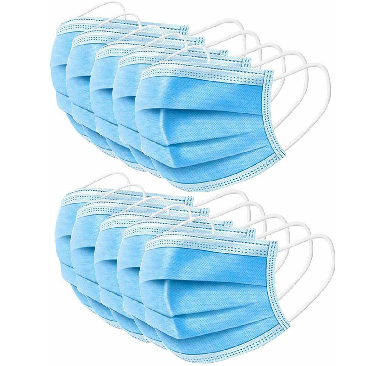 50pcs masque facial jetable masque de couverture de boucle d'oreille 3 plis
