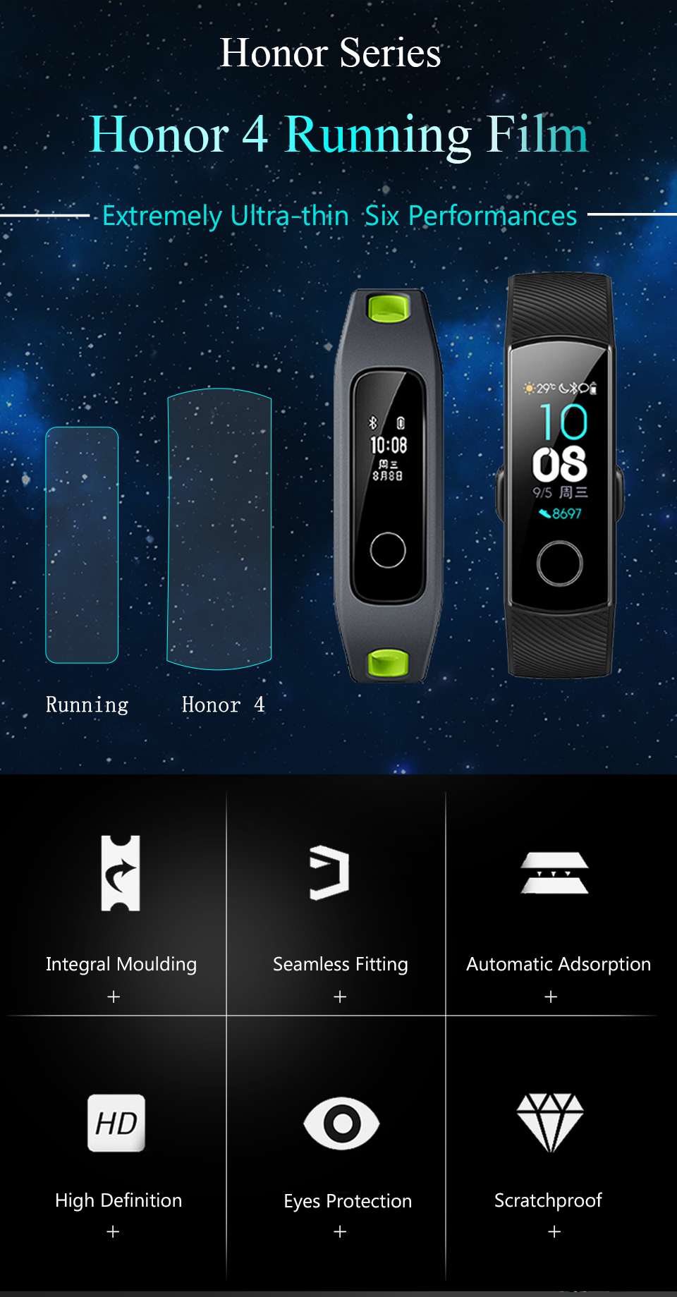 mijobs 2 adet soft tpu hd ultra clear izle ekran koruyucu icin huawei honor band 4 kosu surumu
