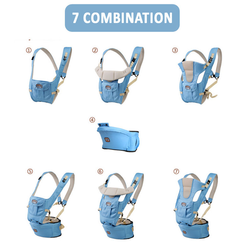 7 in 1 Adjustable Baby Infant Sling Carrier Breathable Comfortable Wrap Back Baby Carriers