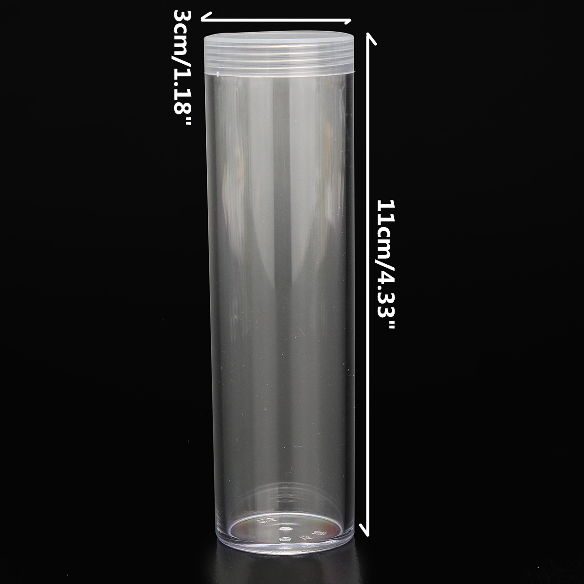 4 Piece// 25mm Round Clear Plastic Coin Tube Coin Container for Quarter Used