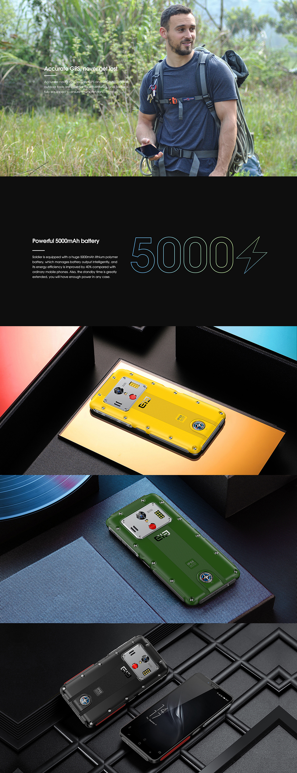 Elephone Soldier 5.5 Inch 2K Screen 5000mAh IP68 Waterproof 4GB 128GB MTK X25 Deca core 4G Smartphone