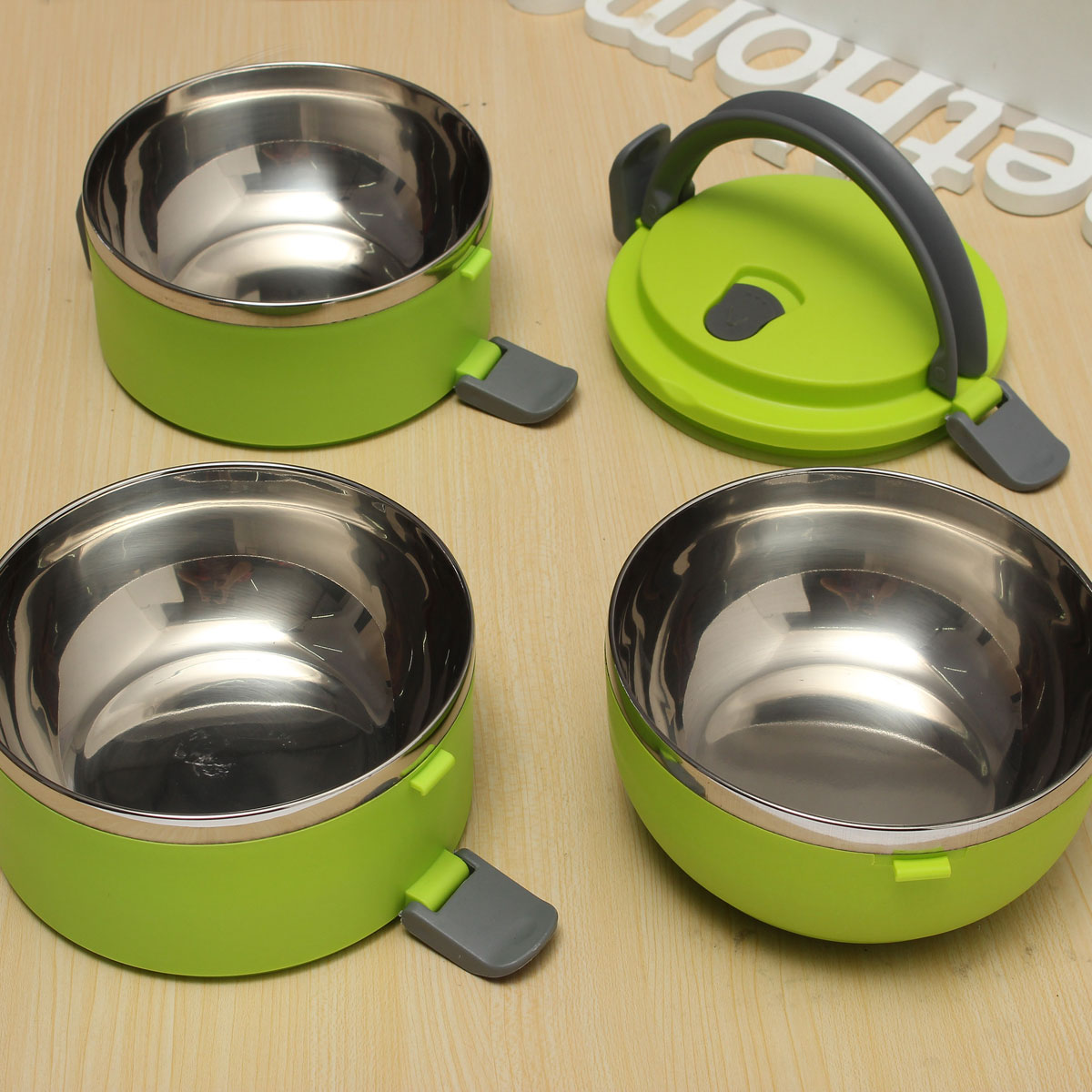 3 Layers Stainless Steel Portable Insulation Thermal Lunch Box Food Container Handle 3 Layers Stainless Steel Portable Insulation Thermal Lunch Box Food Container Handle