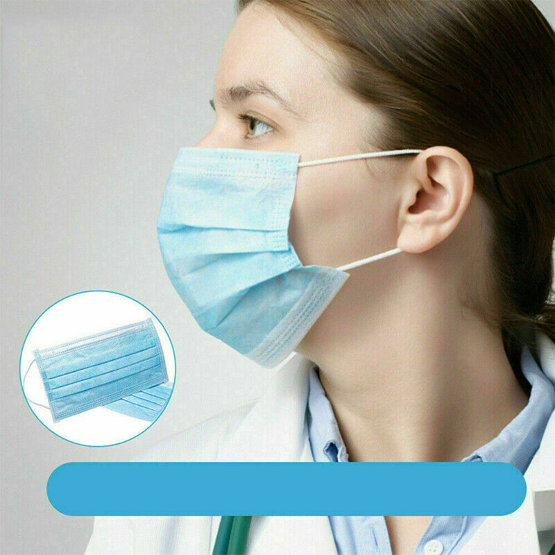 50pcs masque facial jetable masque de couverture de boucle d'oreille 3 plis