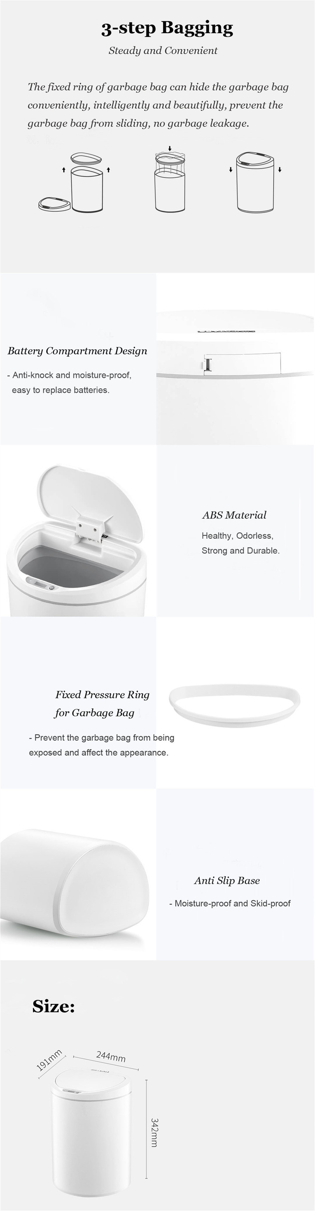 Xiaomi NINESTARS Thùng rác cảm biến thông minh có thể tự động cảm ứng Thùng rác Thùng giấy Im lặng Phòng khách cảm ứng Văn phòng Nhà trợ giúp thông minh