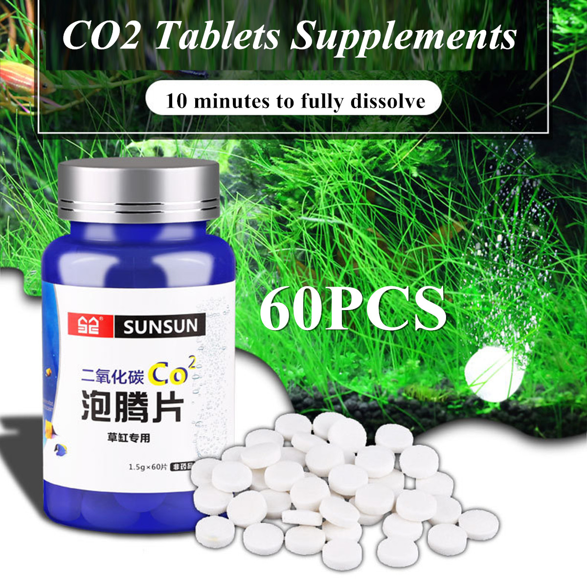 akvaryum icin 60 adet co2 tablet karbon dioksit difuzor balik tanki su bitki