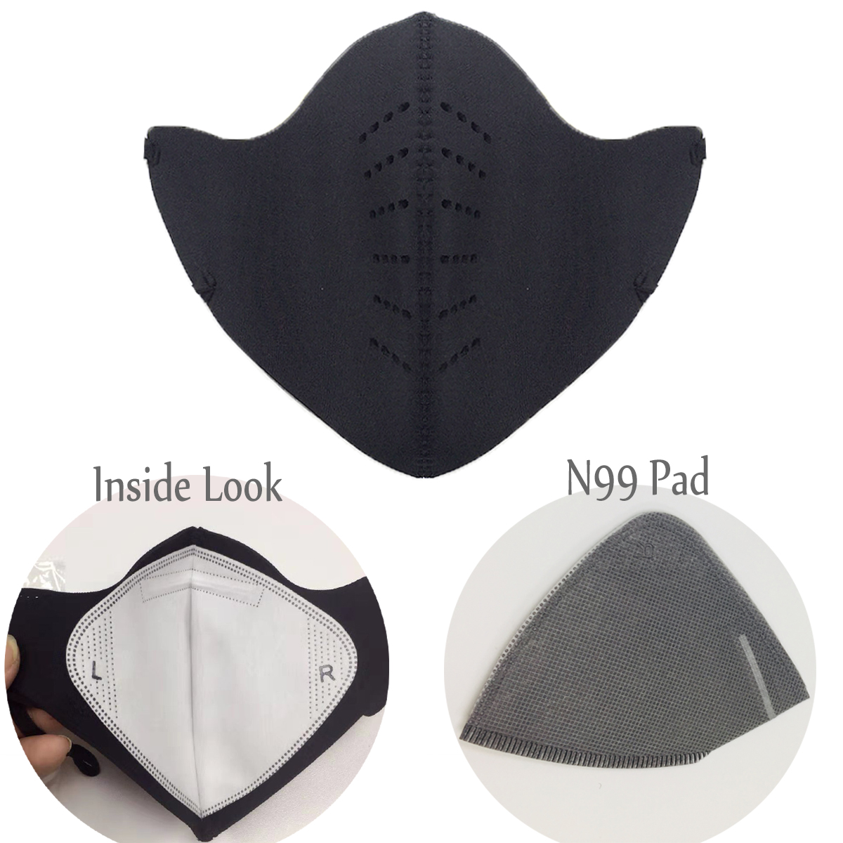 N99 FFP3 Masque facial Poussière d'eau PM2.5 Preuve Anti Smog Réglable Pince-Nez Filtre Masque Bouche Protection W / Filtration Pad N99 FFP3 Masque facial Poussière d'eau PM2.5 Preuve Anti Smog Réglable Pince-Nez Filtre Masque Bouche Protection W / Filtration Pad