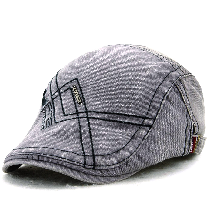 Algodón unisex lavada bordado boina sombrero de pico de pato de la hebilla del golf gorra de visera taxista para hombres mujeres