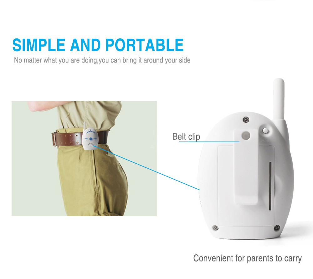 Vvcare V20 2.4GHz Kablosuz Bebek Bebek Monitör Taşınabilir Ses Walkie