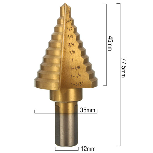 Broca De Paso De Titanio De 14 Pulgada A 1 3 8 Pulgadas
