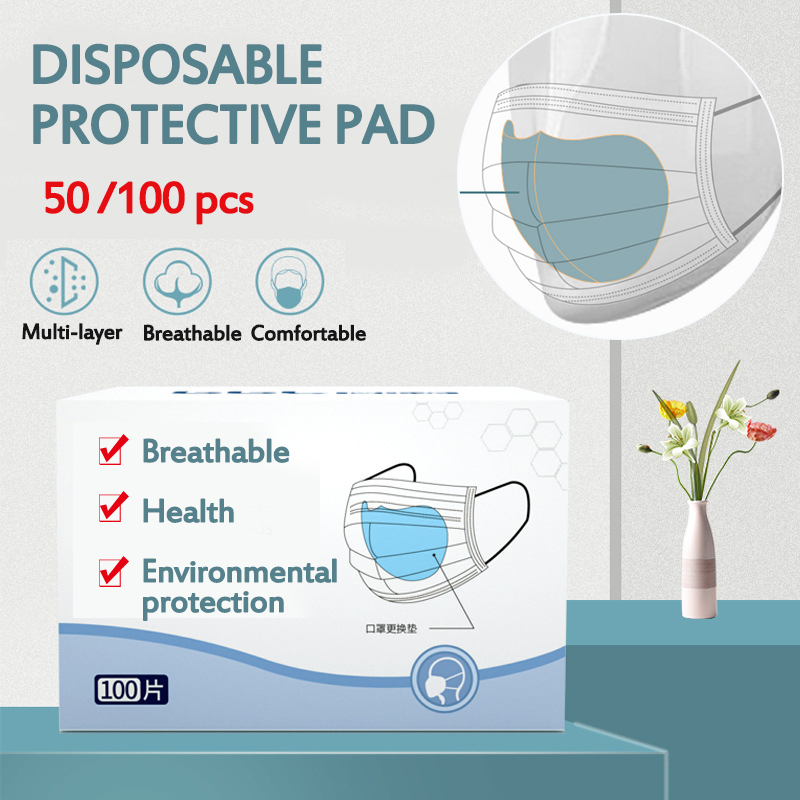 50 / 100Pcs Coussinets de masque jetables Filtre respirant respectueux de la peau Remplacement imperméable à la poussière Haze Remplacement DIY Masque facial Pads