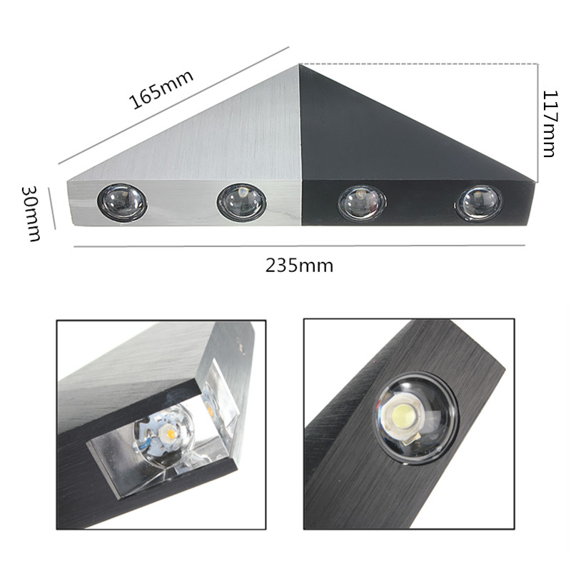 Multi Couleur 5w Down Éclairage Sconce Intérieur Triangle Led Murale Upamp; Lampe n0kOPw