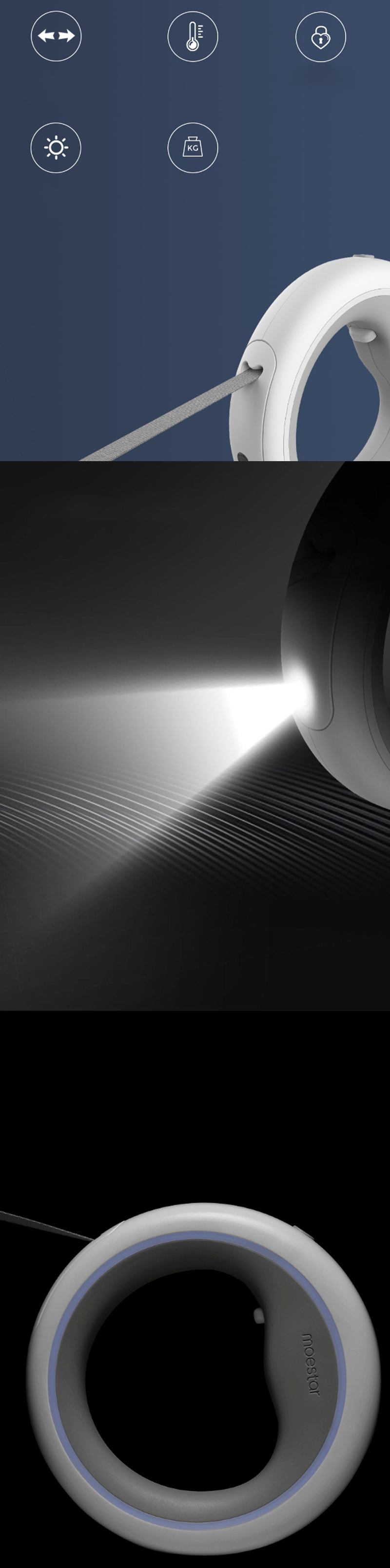 Xiaomi Moestar Led Fenerli Geri Cekilebilir 2 6 M Kopek Tasmasi