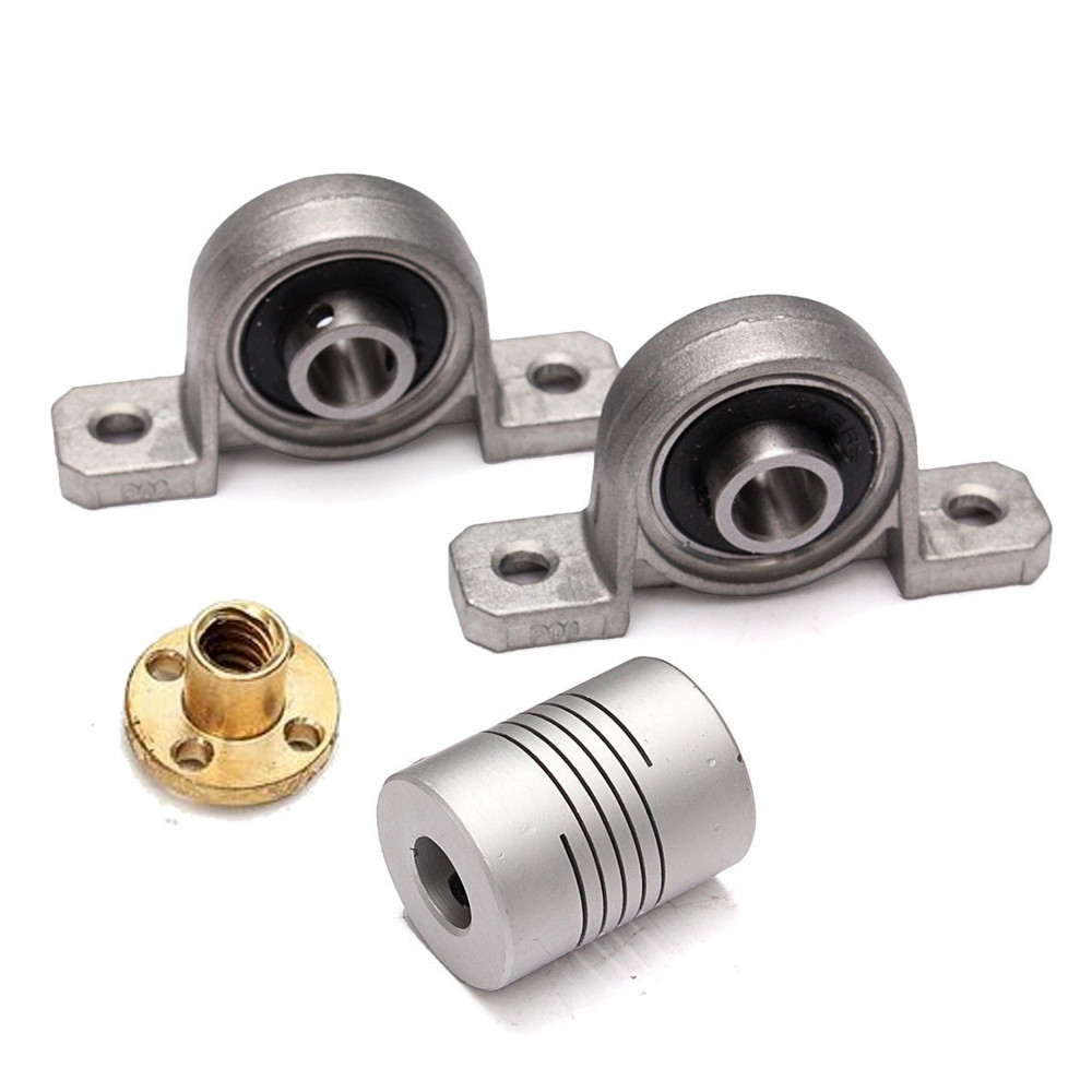 T8 800mm Stainless Steel Lead Screw Set with Shaft coupling and Mounting Support