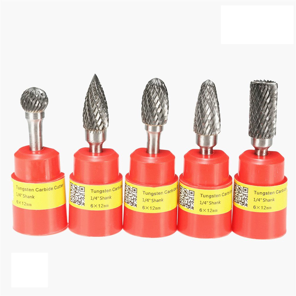Drillpro RB13 5pcs 12mm Head Tungsten Carbide Rotary File Burr Die 6mm Shank for Rotary Drill