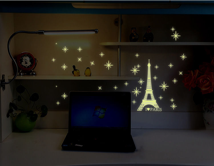 Luminous Eiffel Tower Wall Stickers Glow In Darkness Home Room Window Wall Decor