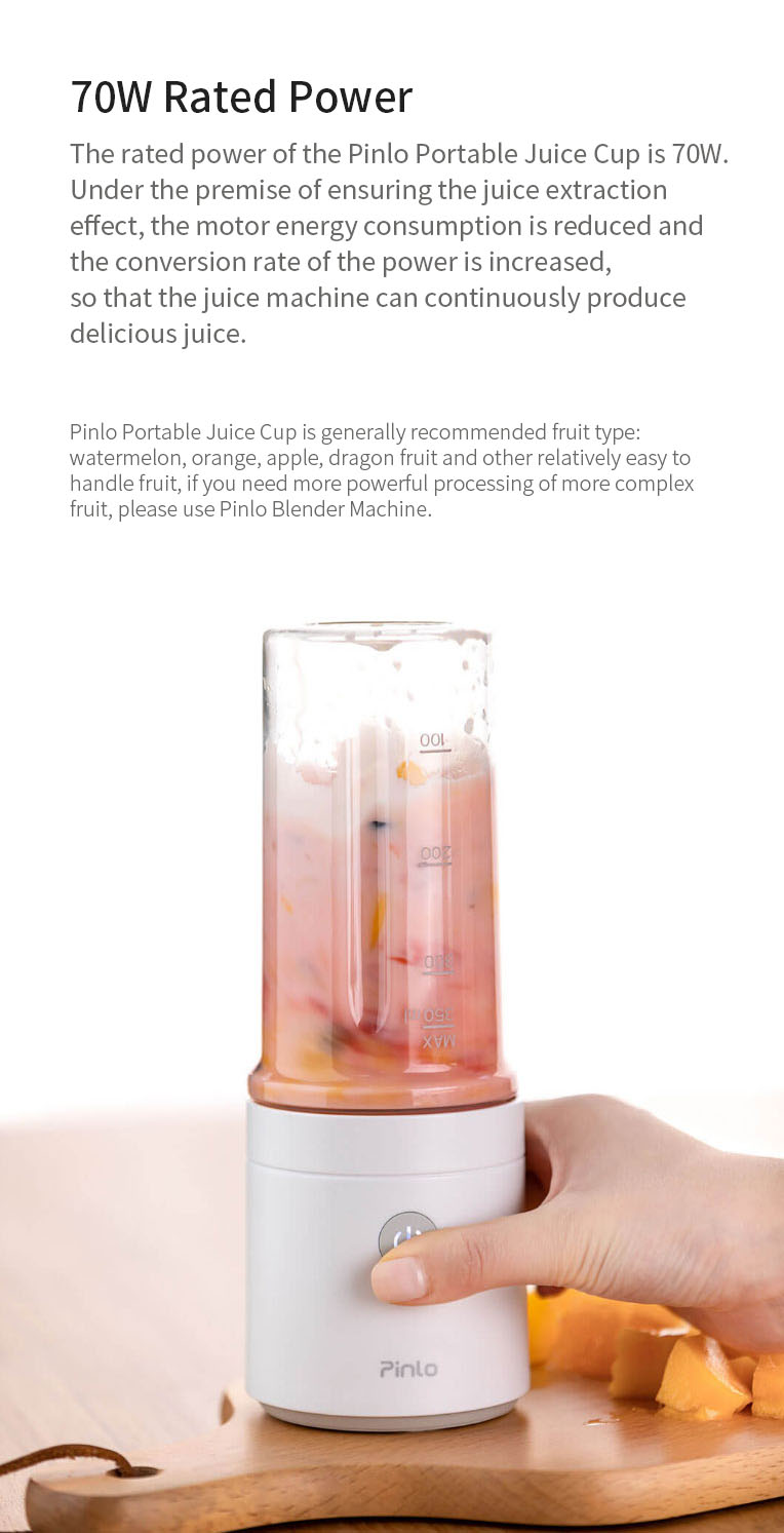 Pinlo PL-B007W2W Portable USB Electric Juicer 350ml /70W Home Fruit Electric Mixer Small Electric Juicer Squeezer From Xiaomi Youpin