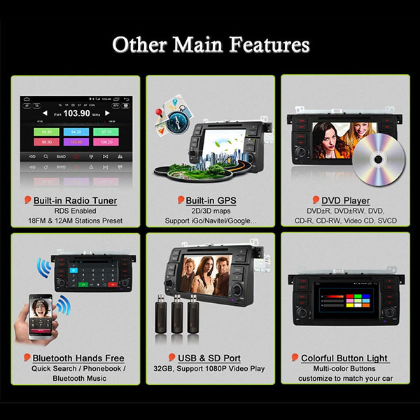 Ownice C500 OL-7956F HD 7 Polegadas 4G Wifi Carro DVD Player Android 6.0 Quad Core GPS Para BMW E46 M3
