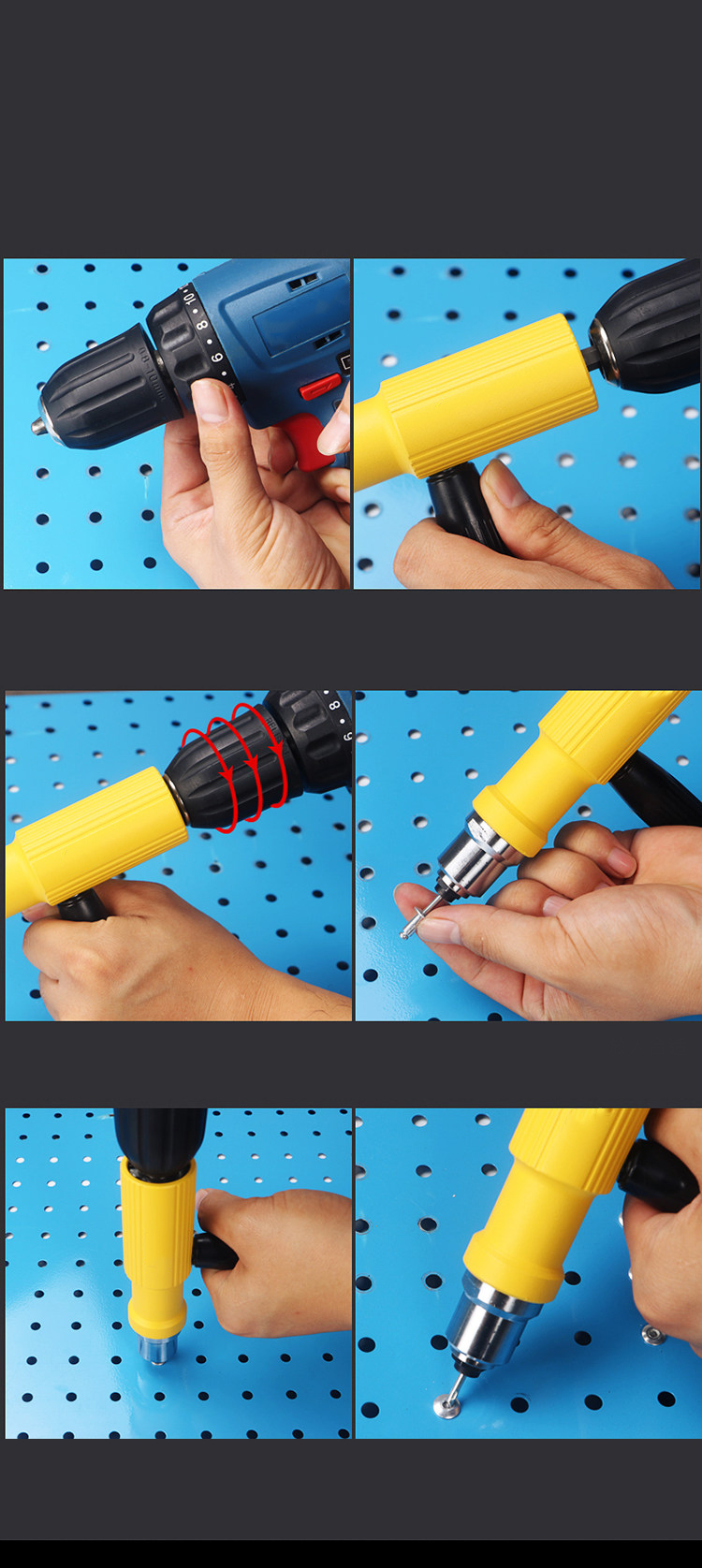 Drillpro Electric Riveter Nut Gun Riveting Tool Metal Cordless Riveting Drill Adapter Insert Nut