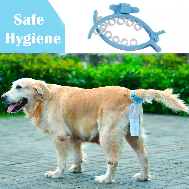 Dog Poop Soft Silicone Tail Holder Hands Free Pet Faeces Container with 20 Pieces Bags Size M/ L