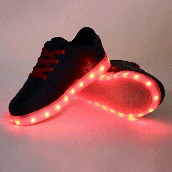 De Cuero Niños Luz La Adolescente Zapatillas Brillo Zapatos Niñas Pu Informal Goma Deporte Deportivos Led POXN80knw