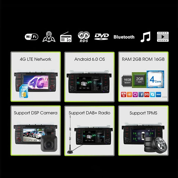 Ownice C500 OL-7956F HD 7 Polegadas 4G Wifi Carro DVD Player Android 6.0 Quad Core GPS Para BMW E46 M3