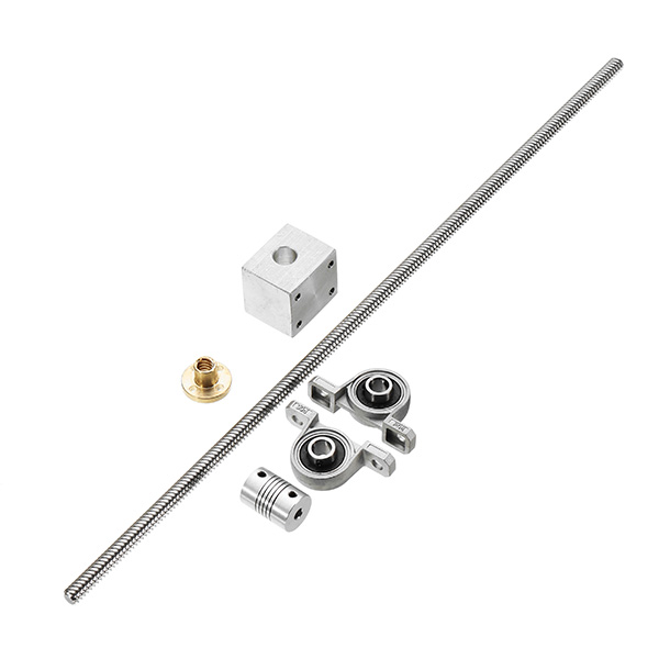 Machifit T8 500mm Lead Screw Set with Nut Housing Bracket Mounted Ball Bearing and Shaft Coupling fo