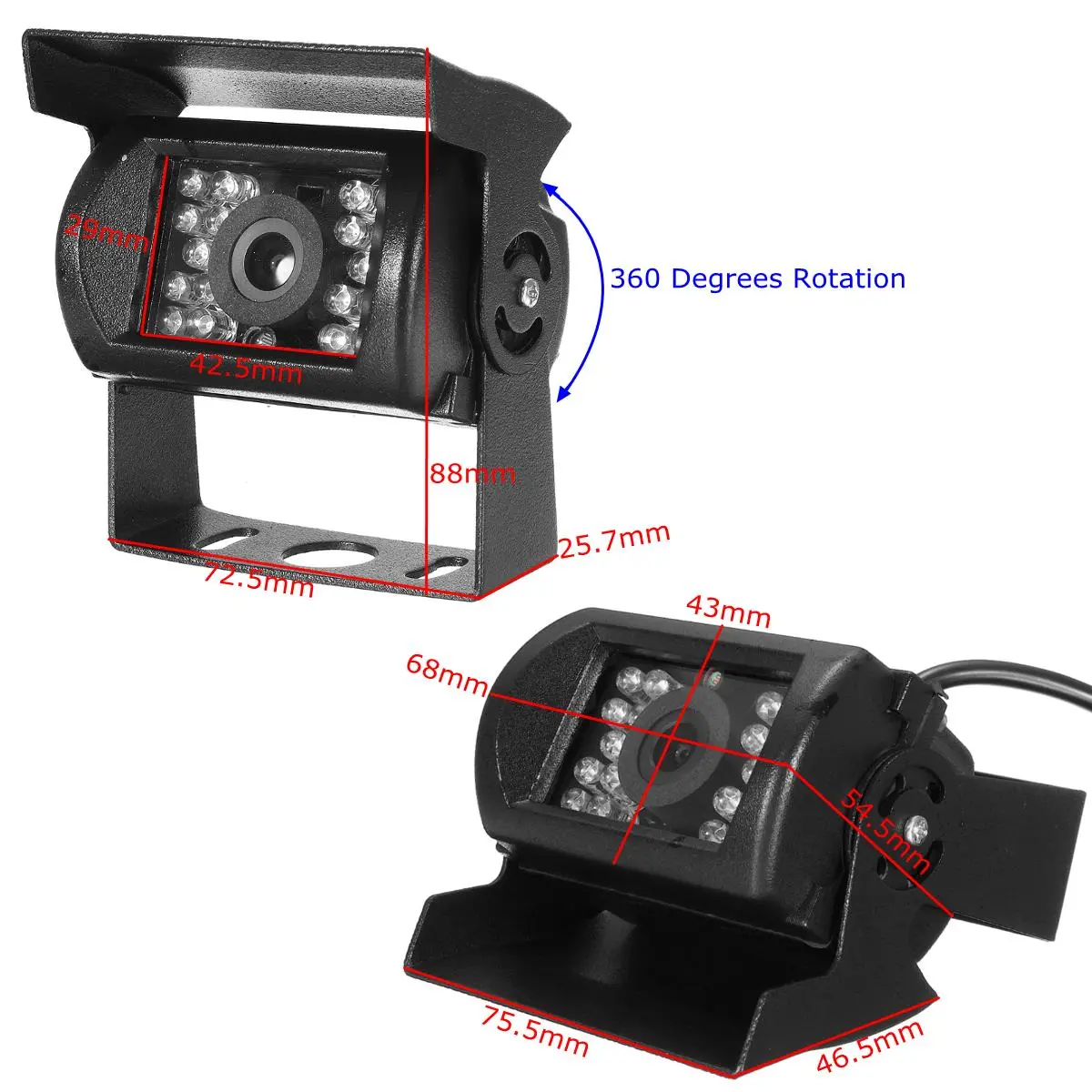 Su Geçirmez 18 IR LED 120 Derece Arka Görünüm Yedekleme Ters Kamera Araba Kamyon 12V 24V Su Geçirmez 18 IR LED 120 Derece Arka Görünüm Yedekleme Ters Kamera Araba Kamyon 12V 24V