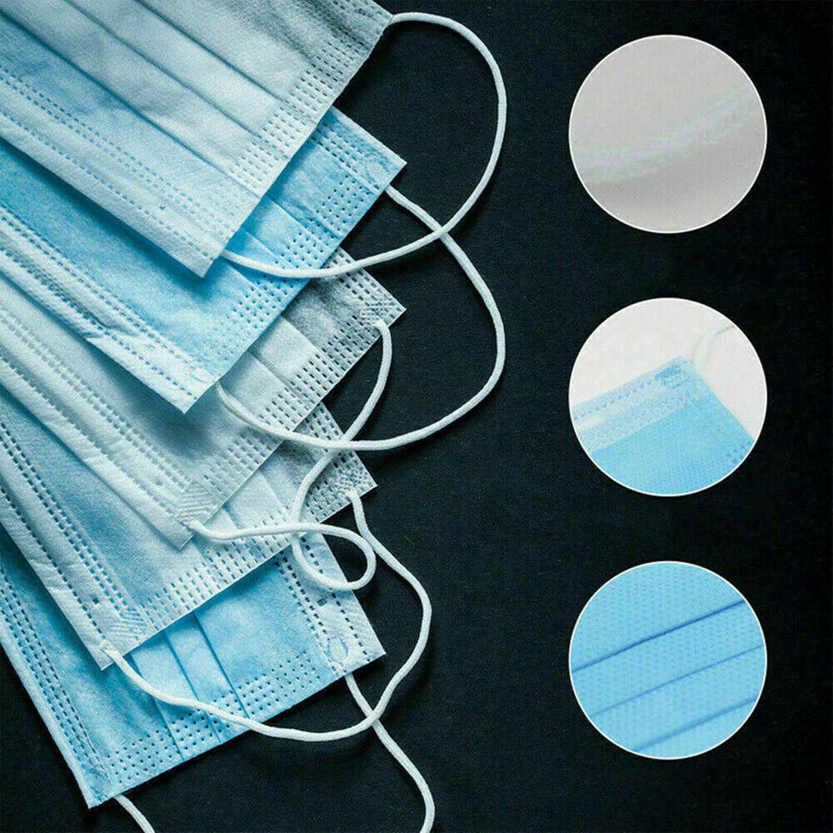 50pcs masque facial jetable masque de couverture de boucle d'oreille 3 plis