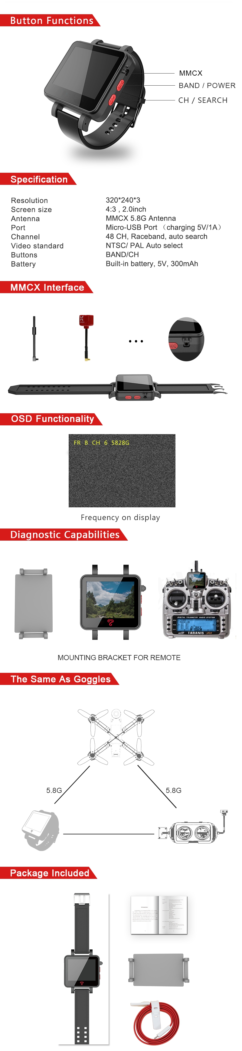 drone watch,drone watcher,topsky fpv watch,fpv watch raceband,fpv monitor