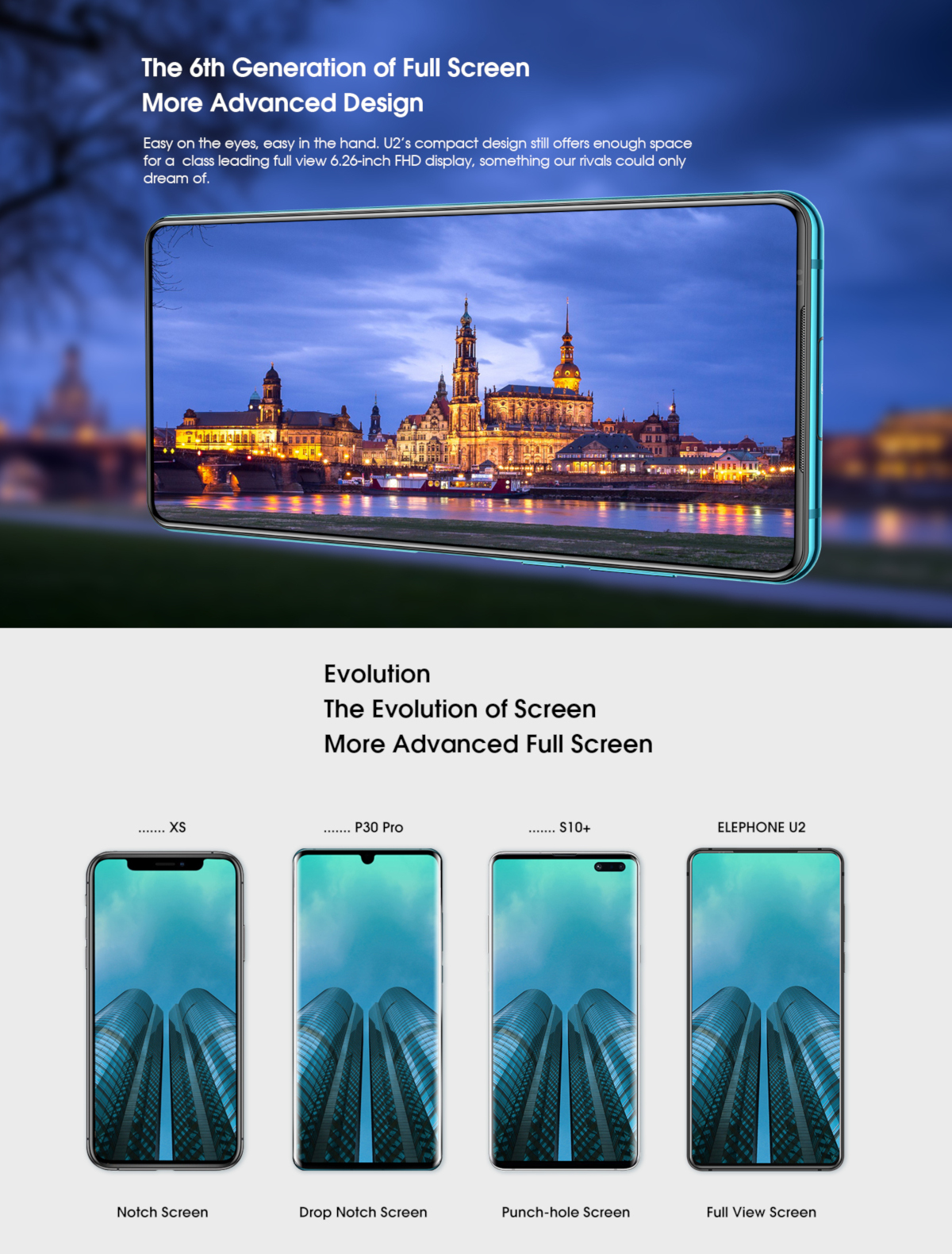 Elephone U2,full screen,Helio P70,octa core