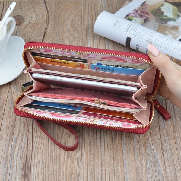Women long section zipper multifunction card with high capacity