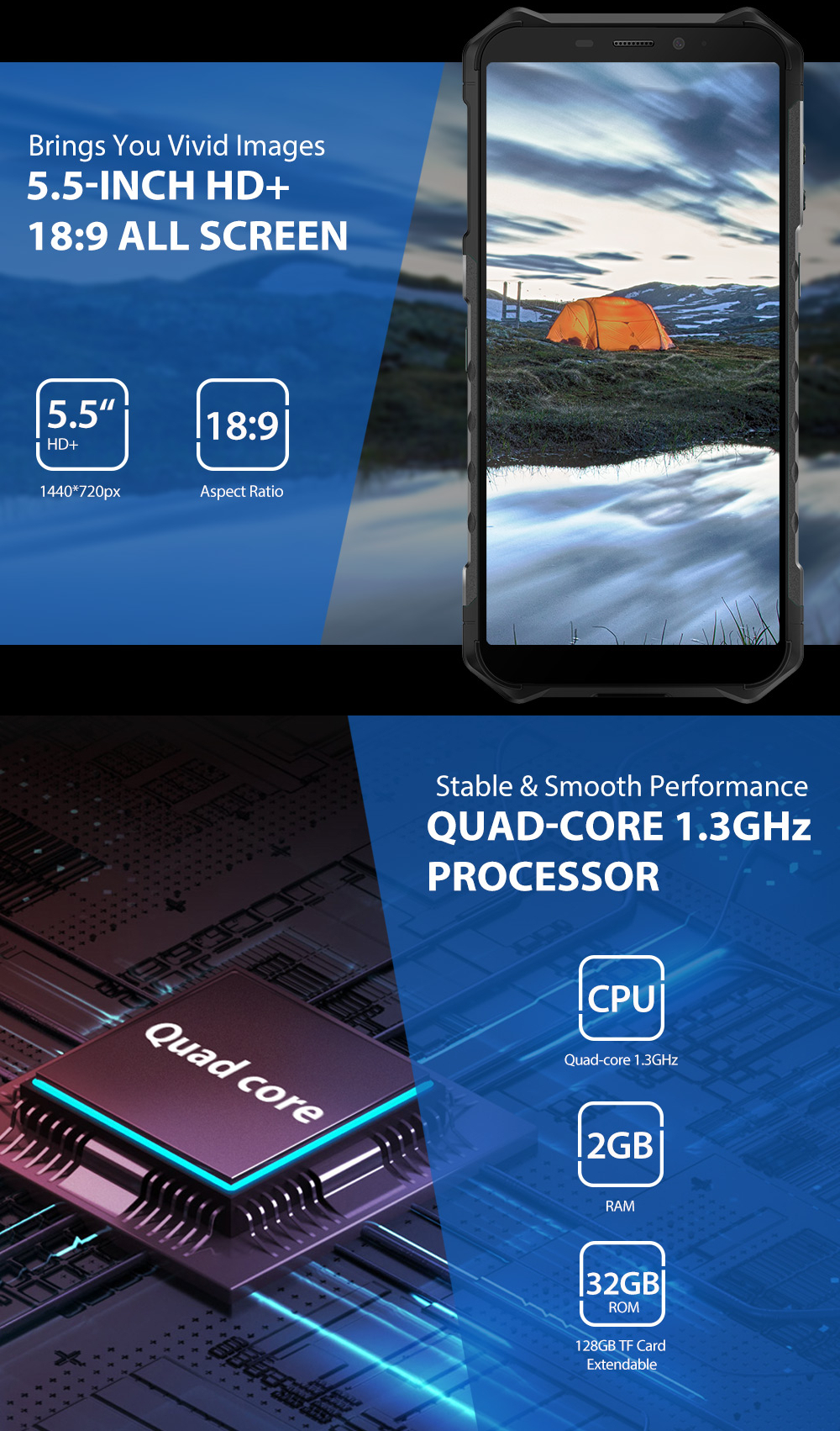 Ulefone ARMOR 3X,IP68 IP69K Waterproof,MT6580 Quad core,2GB RAM 32GB ROM,5000mAh Battery