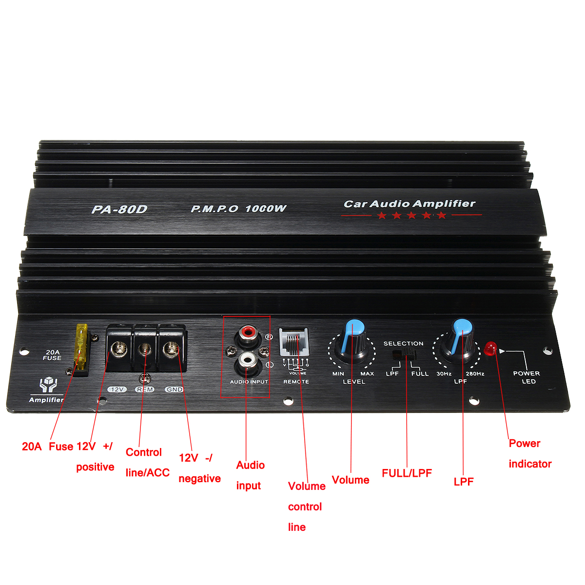 12v 1000w amplificateur de puissance audio mono voiture subwoofers