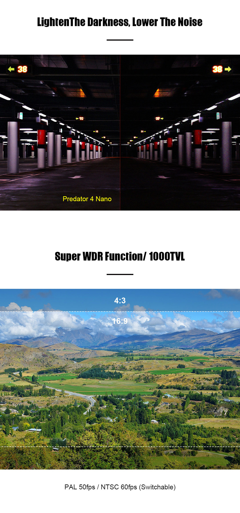 Foxeer Predator 4 Nano Super WDR 4ms Low Latency 1000TVL FPV Racing Camera OSD 4:3 16:9 NTSC PAL for RC Drone