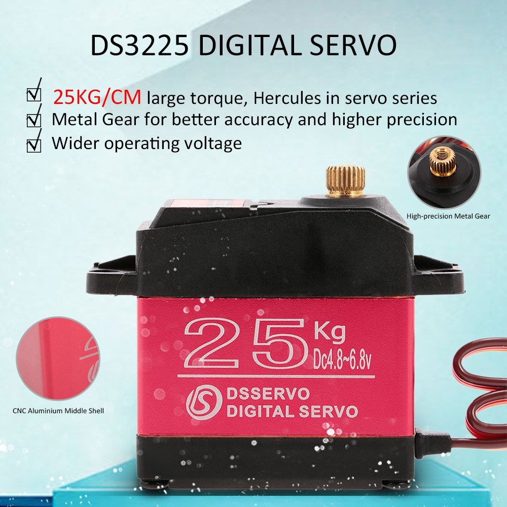 4pcs DSSERVO DS3225 25KG 180 Degree Metal Gear High Torque Waterproof Digital Servo For RC Airplane Robot