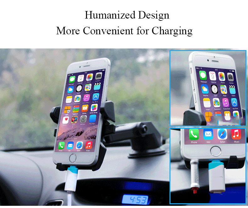 Multifunctional Car Air Vent Front Glass Instrument Desk Sucker Phone Holder for Phone 3-6.5 inches