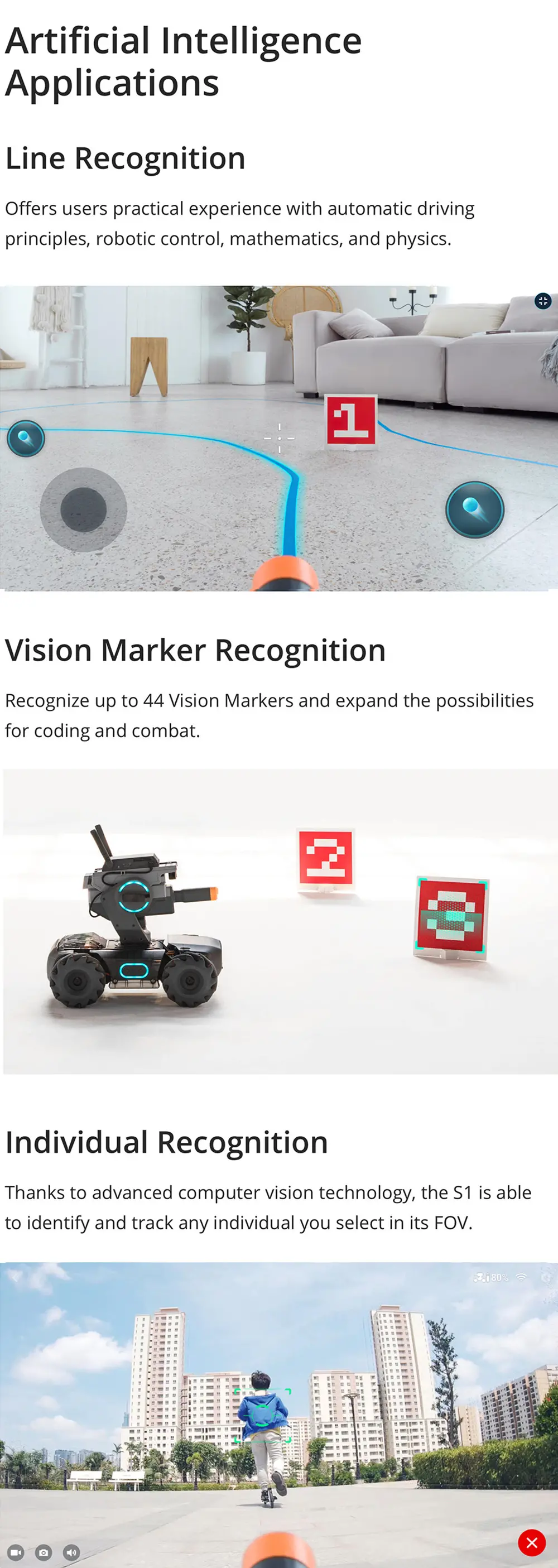 DJI Robomaster S1 STEAM DIY 4WD Brushless HD FPV APP ควบคุมหุ่นยนต์อัจฉริยะศึกษาด้วย AI สนับสนุน Modules Scratch 3.0 หลามโปรแกรม