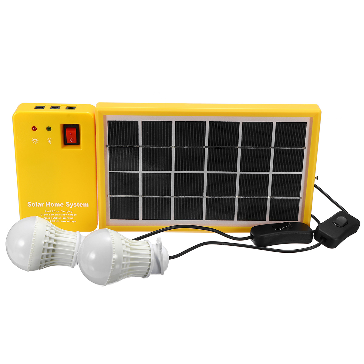 Solar Power Panel Generator Kit 5V USB Charger Home System with 3 LED Bulbs