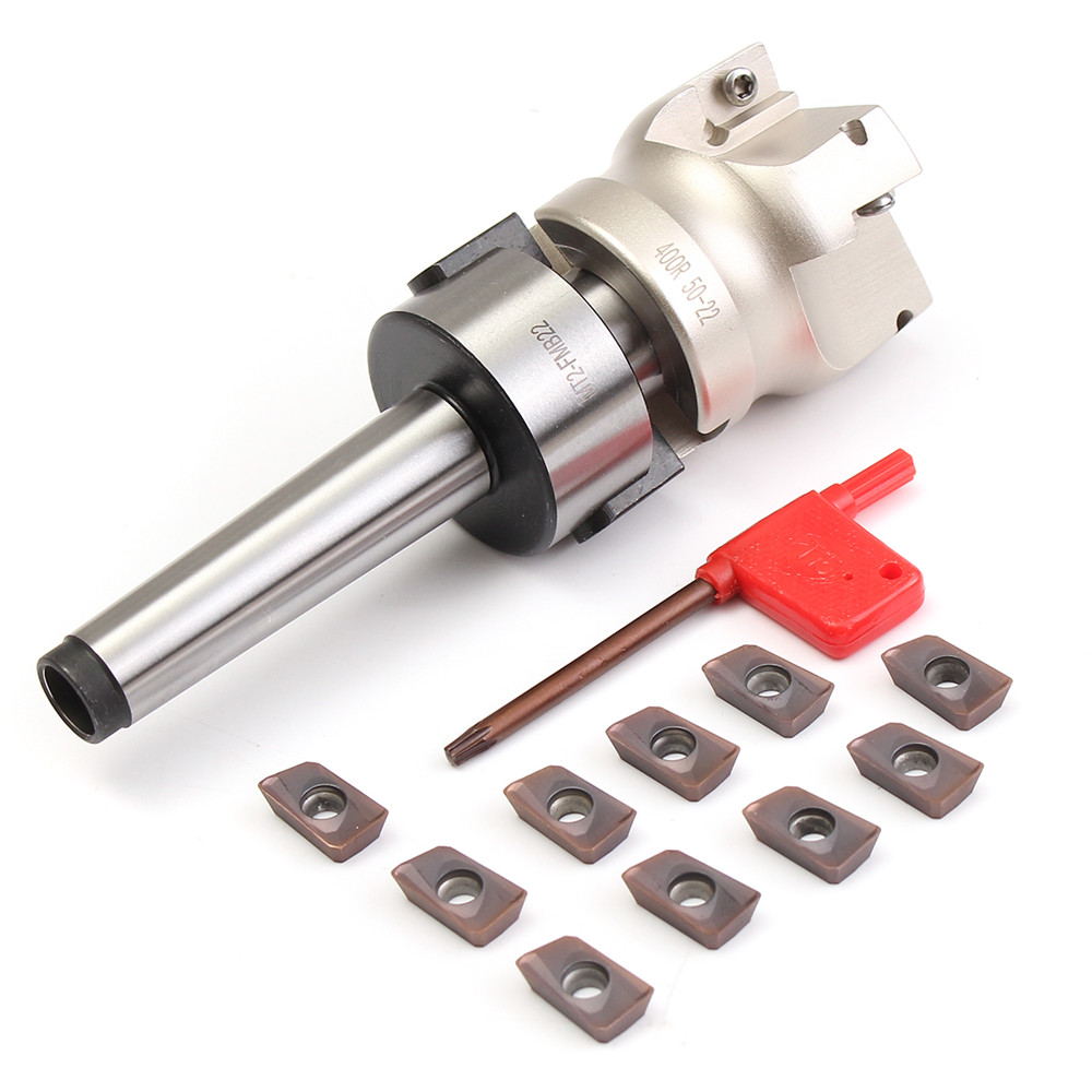 MT2 M10 50mm Face End Mill Cutter with 10pcs APMT1604 Carbide Inserts