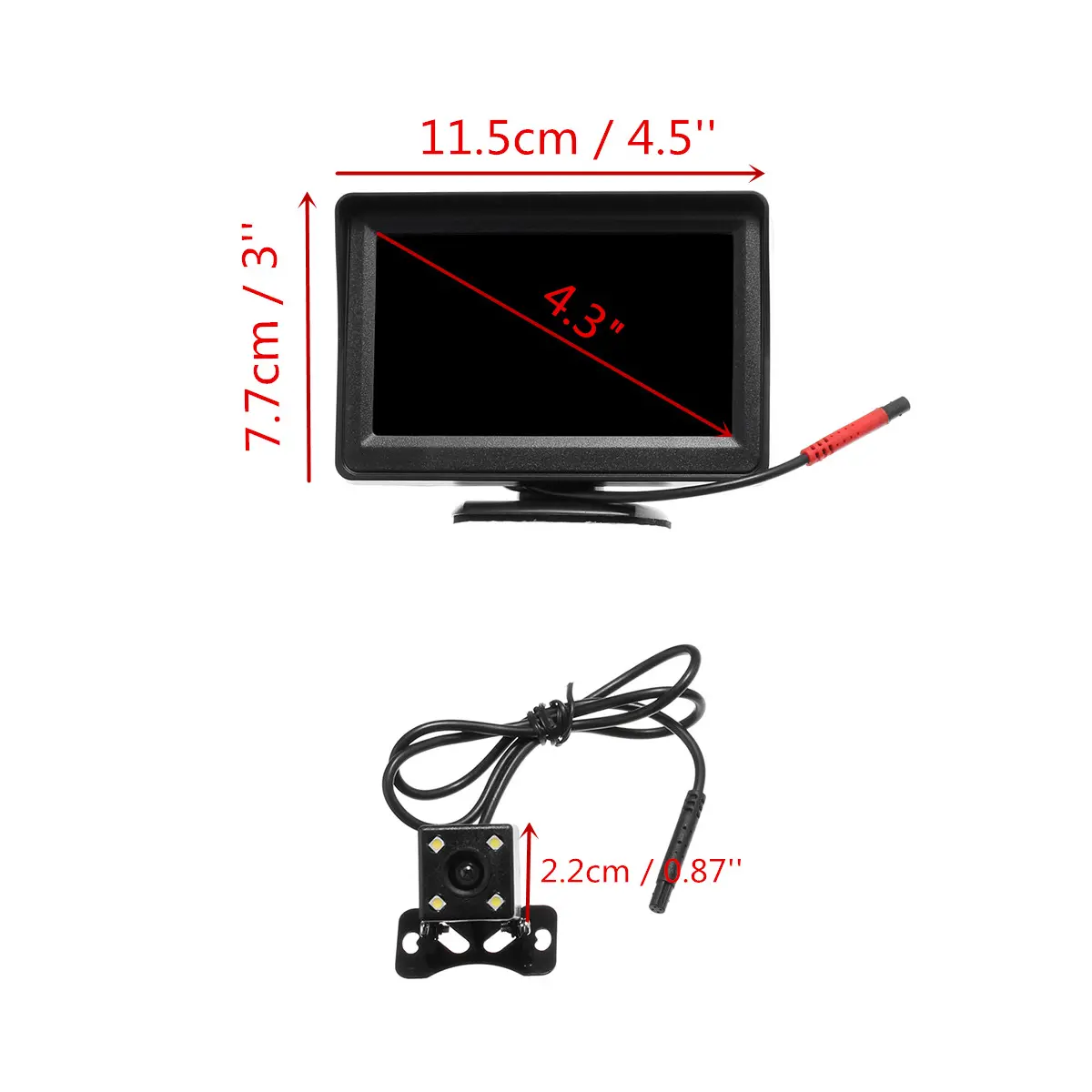 4.3 Inch TFT Car LCD Monitor Car Rear View Reverse Night Vision Backup Camera Kit