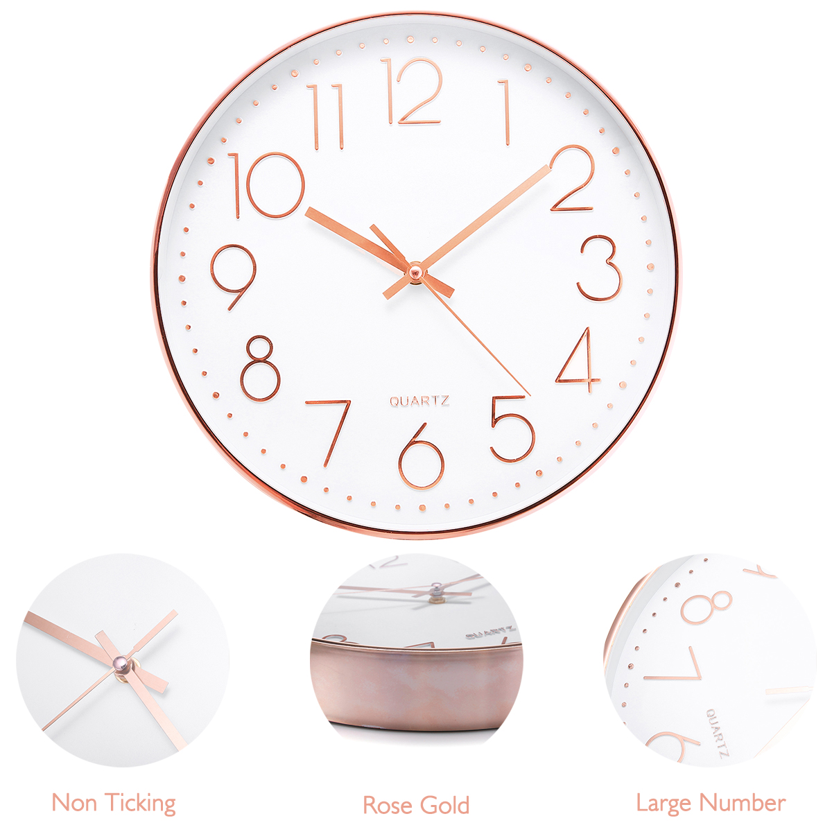 Msaj Horloge Murale Silencieuse De Salon En Bois Massif Horloge Simple Chambre Elegante Decoration De La Maison Cuisine Maison Ameublement Et Decoration