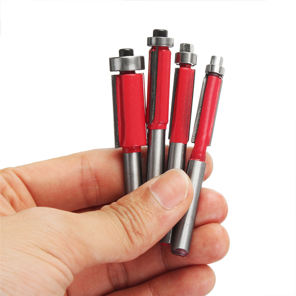 1/4 Inch Shank End Bearing Dual Flutes Trim Cutter Router Bit for Woodworking