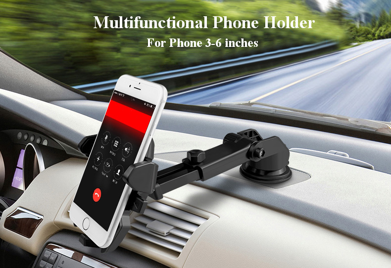 Multifunctional Car Air Vent Front Glass Instrument Desk Sucker Phone Holder for Phone 3-6.5 inches