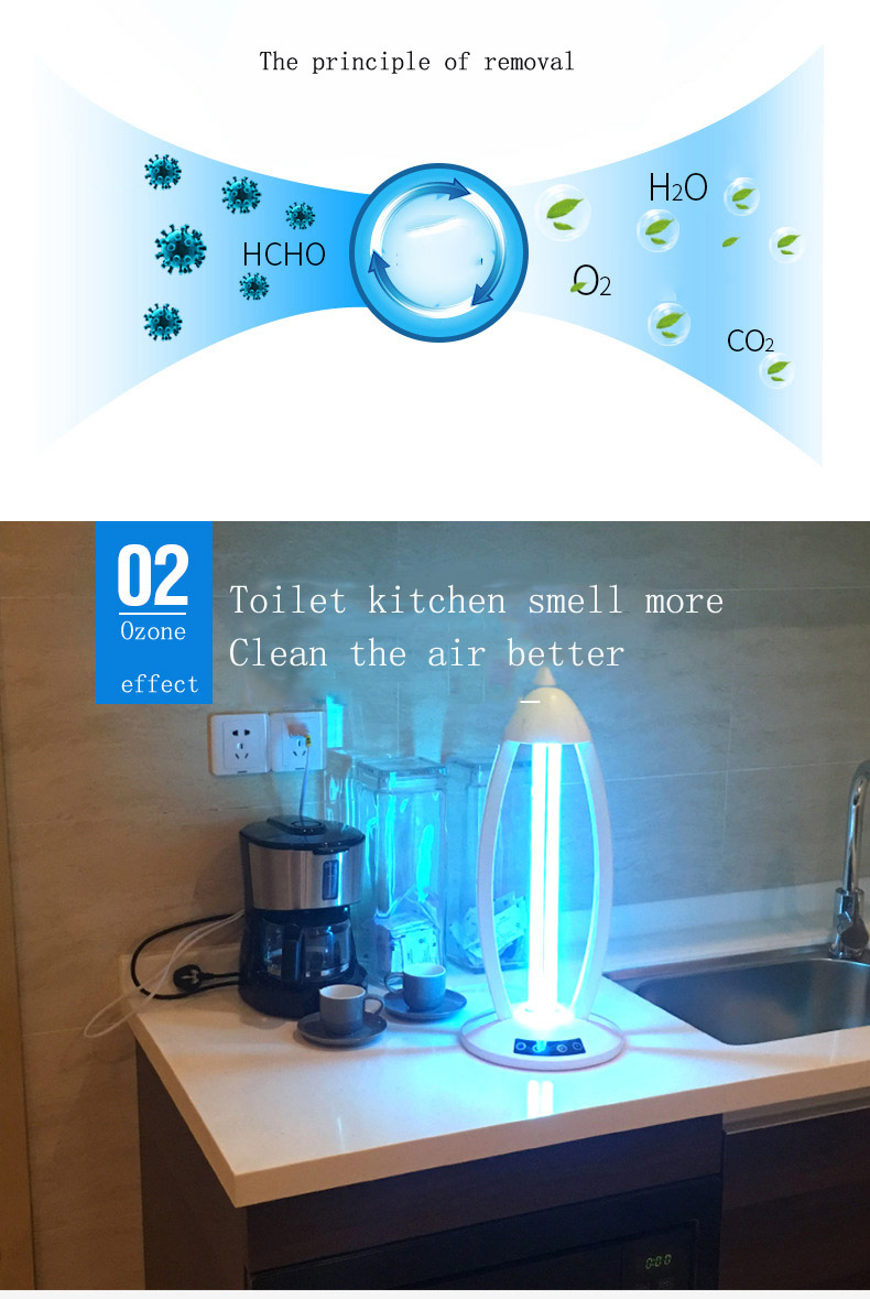 38W UV Lumière 220V Désinfection domestique Ozone Hôpital Intérieur UV Lampe de stérilisation