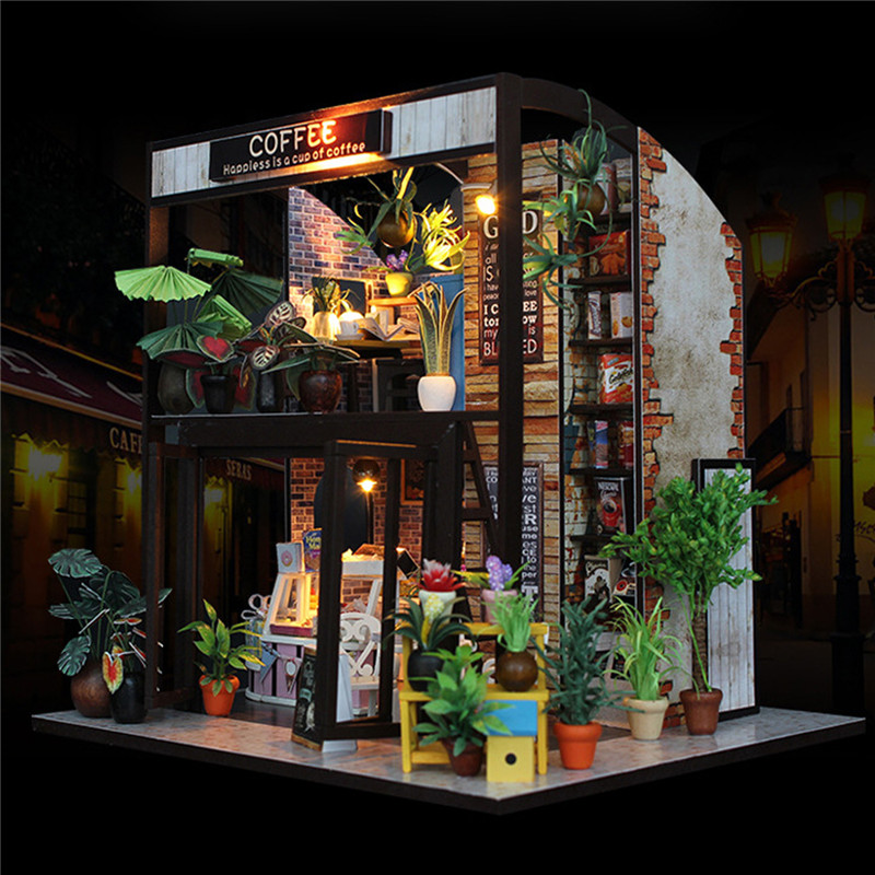 Cuteroom Handcraft Diy Puppe Haus Zeit Cafe Spielzeug Holz Miniatur