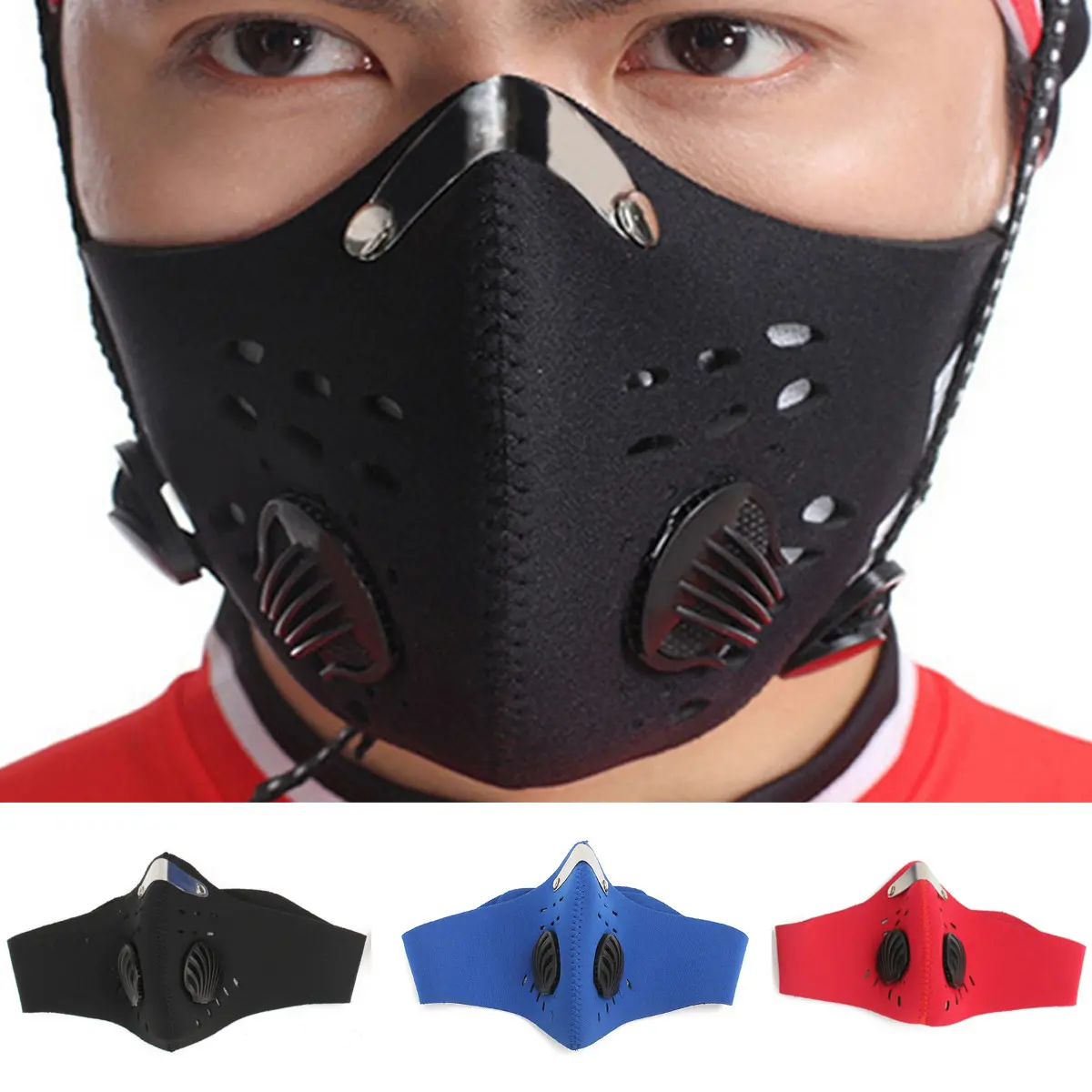 Motorcycle Racing PM2.5 Protection contre le gaz Filtre Respirator Dust Face Mask Head