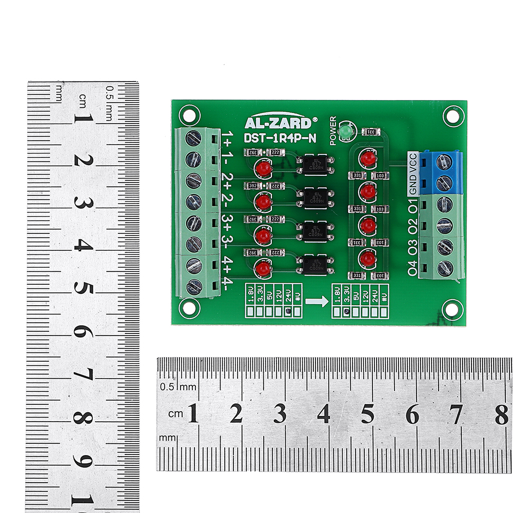 24v à 3.3v / 5v / 12v 4 canaux carte isolement optocoupleur module