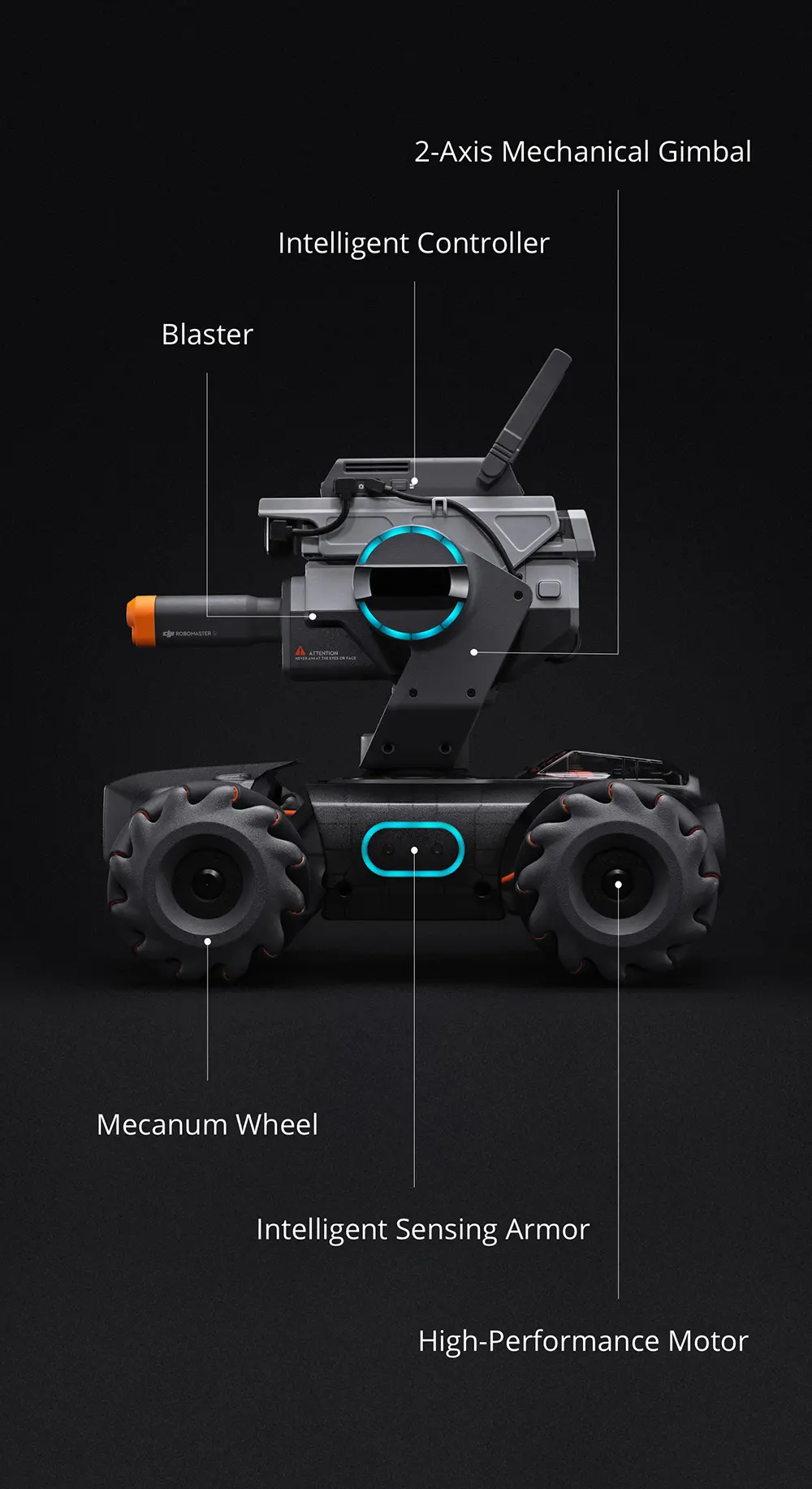 DJI Robomaster S1 STEAM DIY 4WD Brushless HD FPV APP ควบคุมหุ่นยนต์อัจฉริยะศึกษาด้วย AI สนับสนุน Modules Scratch 3.0 หลามโปรแกรม
