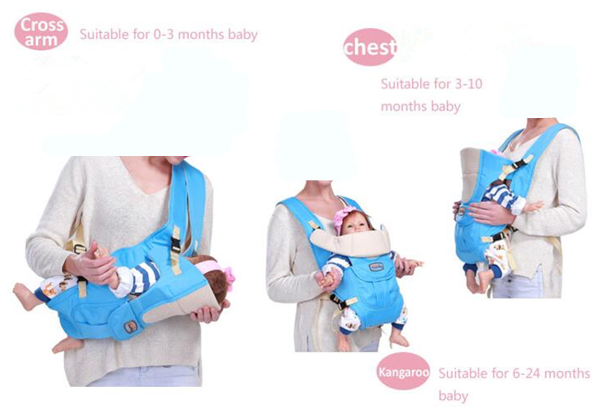7 in 1 Adjustable Baby Infant Sling Carrier Breathable Comfortable Wrap Back Baby Carriers