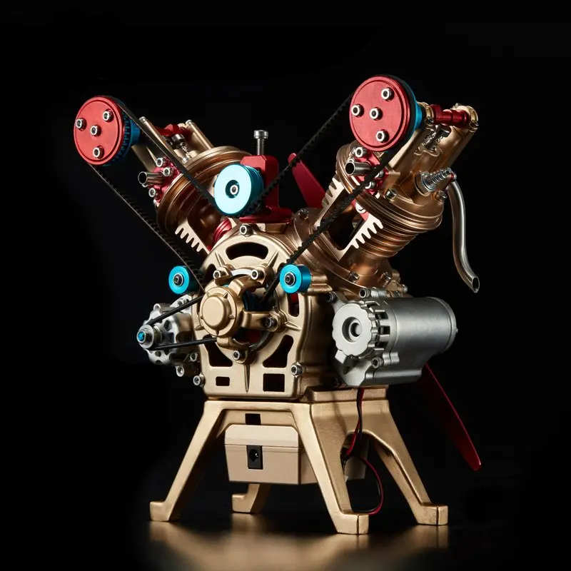 Teching Double Cylinder Full Aluminum Alloy Engine Model Collection